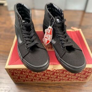 Vans Sk8-Hi Black on Black Mono Canvas Sneaker Skate Shoe New